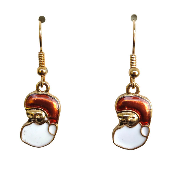 5/$25 Stocking Stuffer Sale Christmas Earrings ROSE GOLD SANTA Christmas Earring - Picture 1 of 7